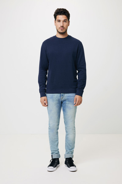 Sweater à col rond en coton recyclé Iqoniq Zion - Bleu Marine / XXS