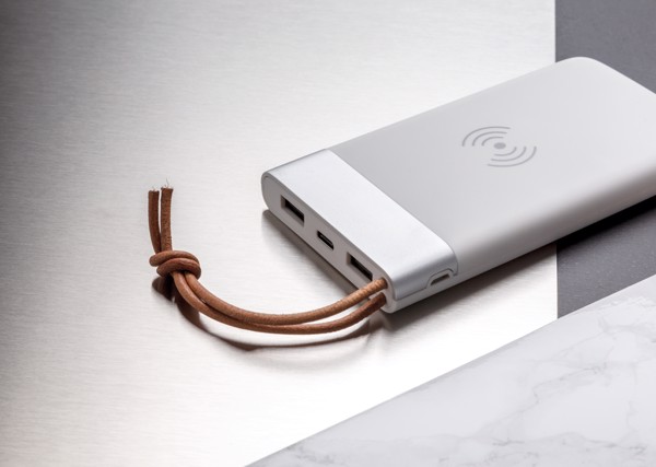 Aria powerbank 8000 mAh, 5W brezžično polnjenje - Bela