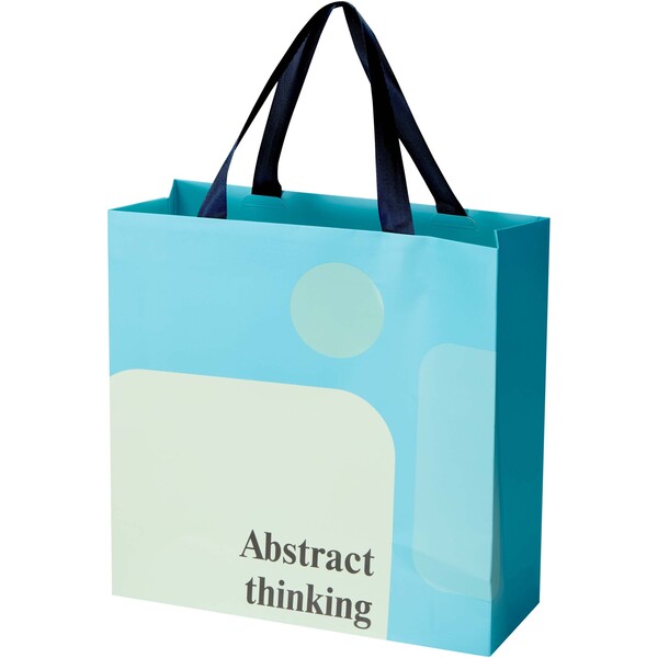 Smartfold 210 g/m² paper bag with ribbon handles and gloss lamination -  31 x 12 x 31 cm - Blue