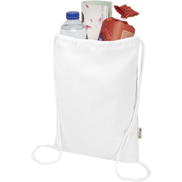 Peru Blend 180 g/m² GRS gerecycleerde katoenen trekkoordtas 5L - Wit