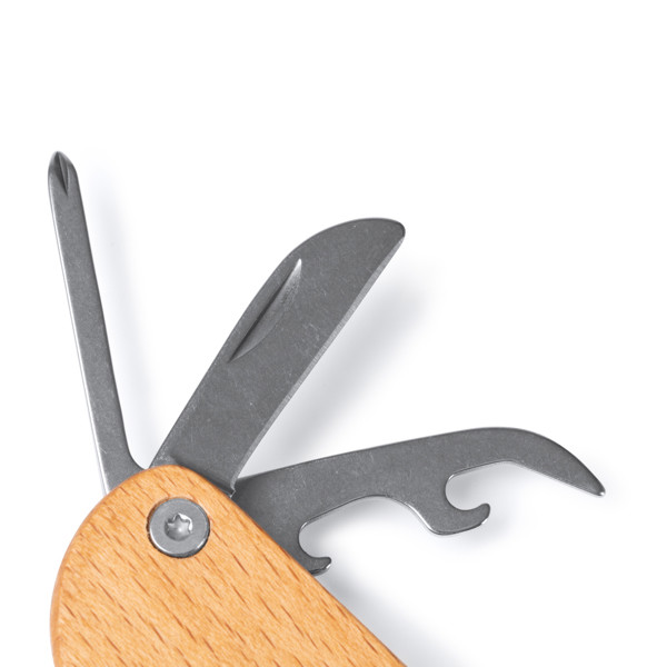 Multiherramienta personalizada de madera y acero inoxidable 5 funciones