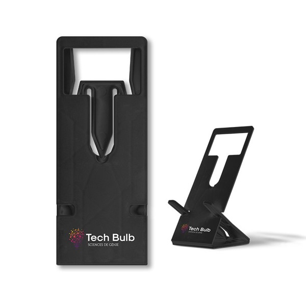 EXTRA-FLAT FOLDABLE TELEPHONE STAND made of recycled material in black color exc