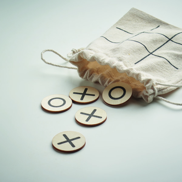 Topos wooden tic tac toe,cotton pouch