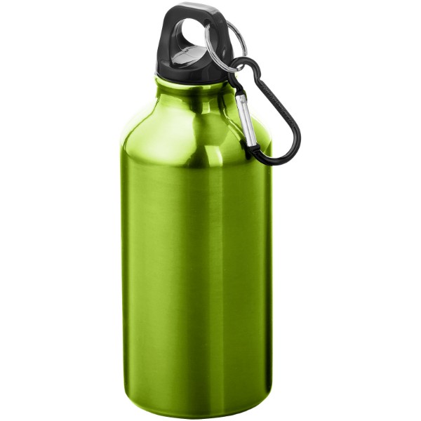 Oregon 400 ml aluminium water bottle with carabiner - Apple Green / Pearl