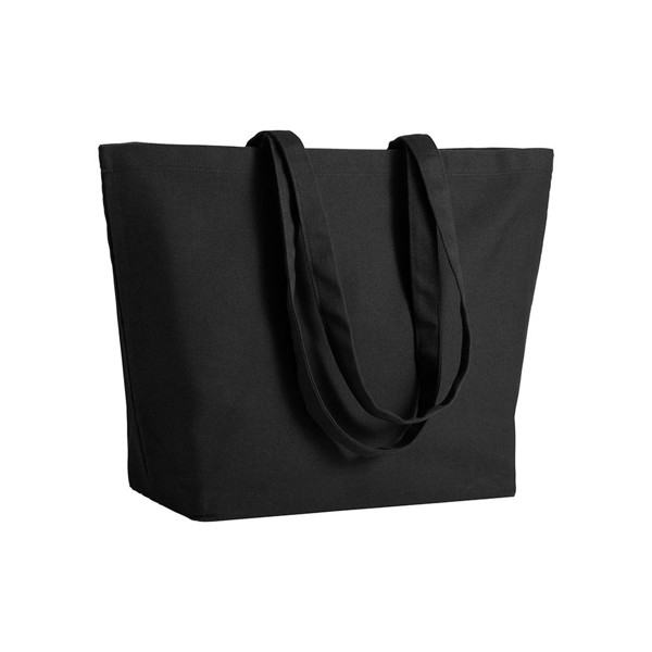 280 G-M2 Cotton Shopping Bag, Long Handles And Bottom Gusset - Black