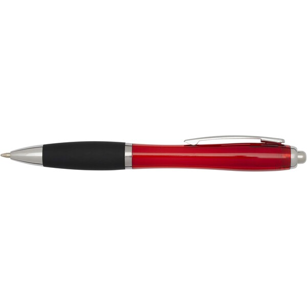 Nash RCS recycled plastic ballpoint pen with coloured barrel and black grip (black ink) - Red