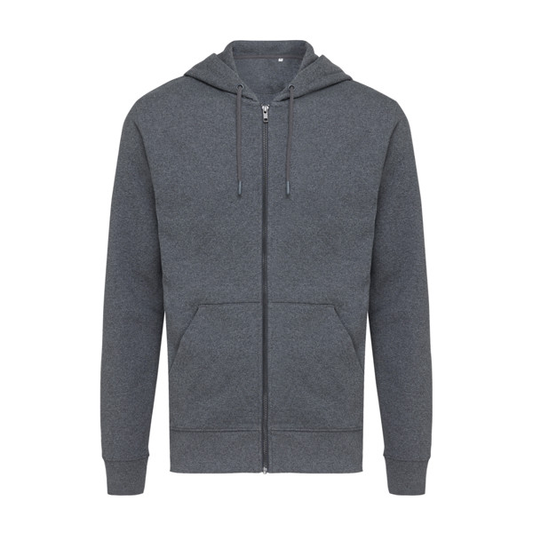 Sweat à capuche avec zip en coton recyclé Iqoniq Abisko - Anthracite Non Teinté / XXXL