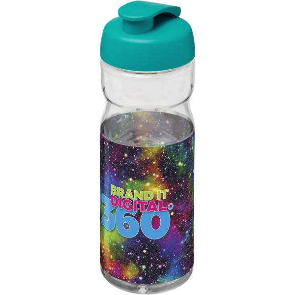 Bouteille de sport H2O Active® Base Tritan™ de 650 ml à couvercle à clapet - Translucide / Bleu aqua
