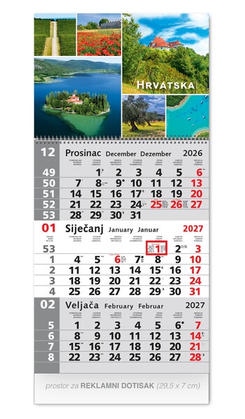 Poslovni kalendar – Trodjelni sivi sa slikom