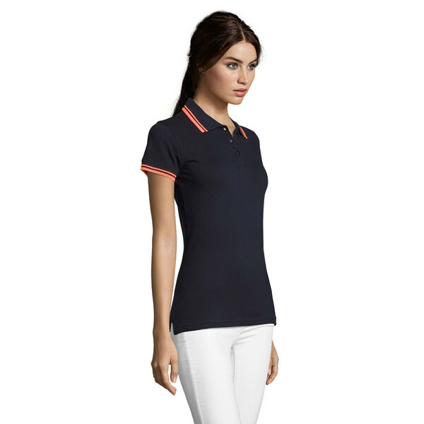 PASADENA pólo mulher 200g Pasadena Women - French Navy / Laranja NéonXL