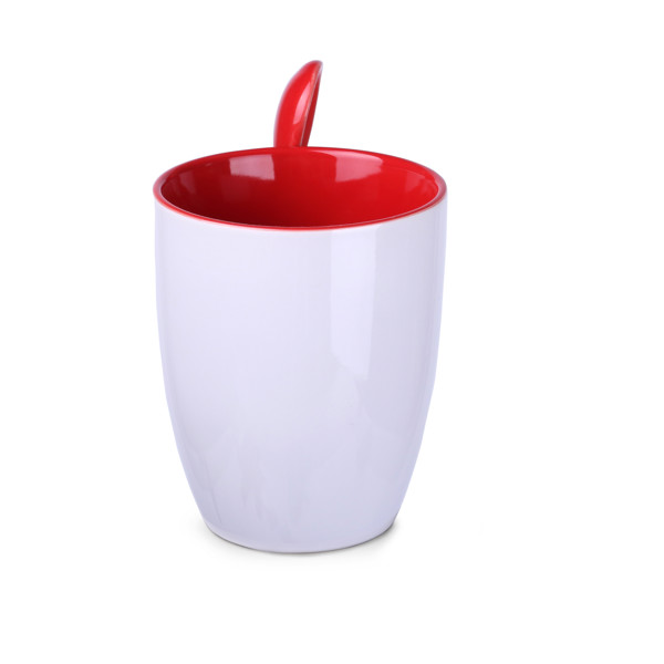 Easy ceramic mug, 99 mm height - White / Red