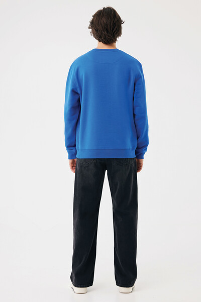 Sweater à col rond en coton recyclé IQONIQ Torla - Bleu Royal / XS