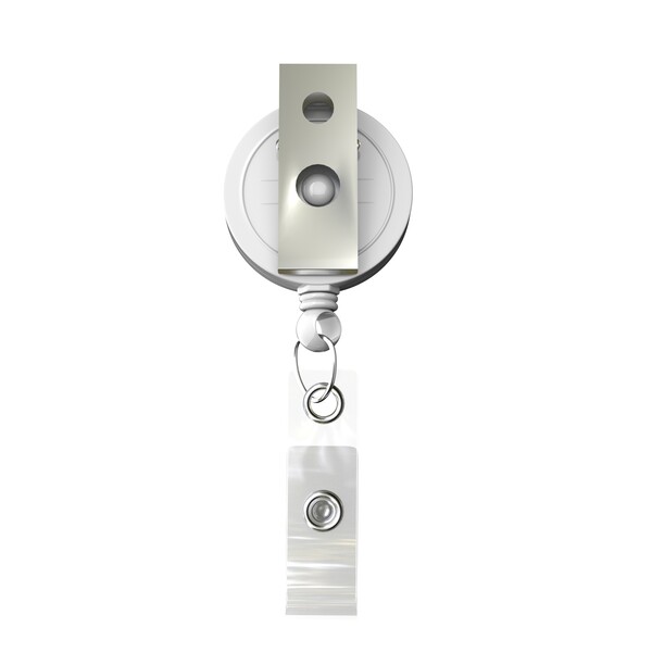 Carretel retrátil para crachás em formato redondo com logotipo de ⌀2cm - Cor integral / Branco / Bull dog clip