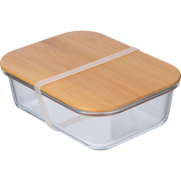 Glass lunchbox with bamboo lid KYLE - Transparent