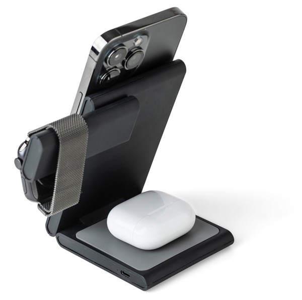 Recycled ABS 3-in-1 magnetic wireless charger Valerio