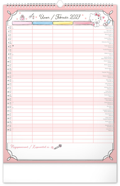 Notique Nástěnný Kalendář Rodinný Plánovací Hello Kitty Xl 2027, 33 x 46 cm