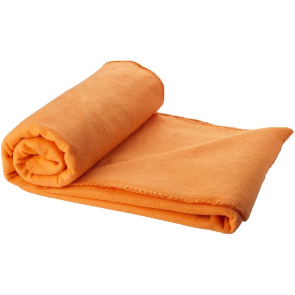 La couverture à carreaux unicolore Huggy est fabriquée en 100% polaire 200 g/m², une matière douce et confortable qui fournit - Orange