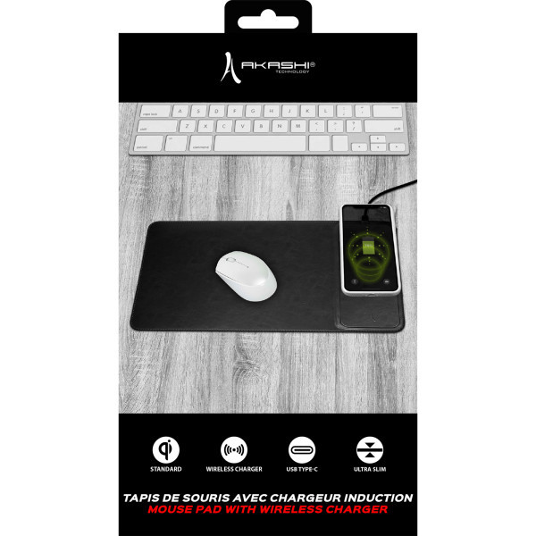 NEZUMI - TAPIS DE SOURIS AVEC CHARGEUR INDUCTION, NOIR