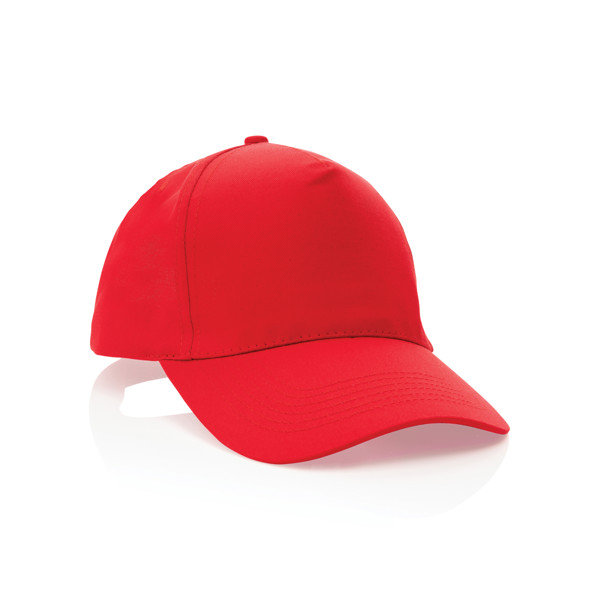 Impact 5 panel 190gr ανακυκλωμένο βαμβακερό καπέλο με AWARE™ ιχνηλάτη - Red