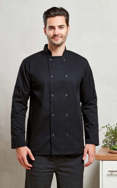 Chef's Long Sleeve Stud Jacket - White / XL