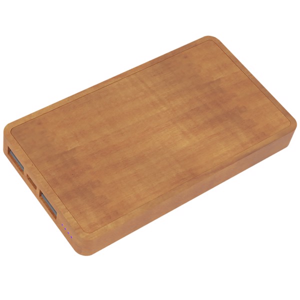 Power bank per ricarica wireless in legno da 5000 mAh con logo luminoso SCX.design P38