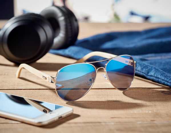 Lunettes de soleil en bambou Honiara - Bleu