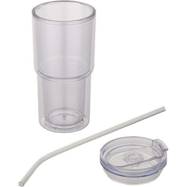 Archer 480 ml double wall plastic tumbler - Transparent Clear