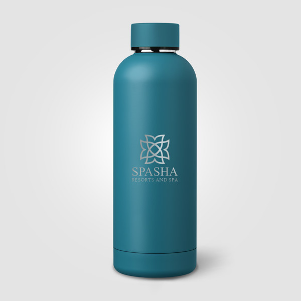 Astrid Recycled Stainless Steel Double Wall Bottle - 530 ml - Teal / Silkscreen