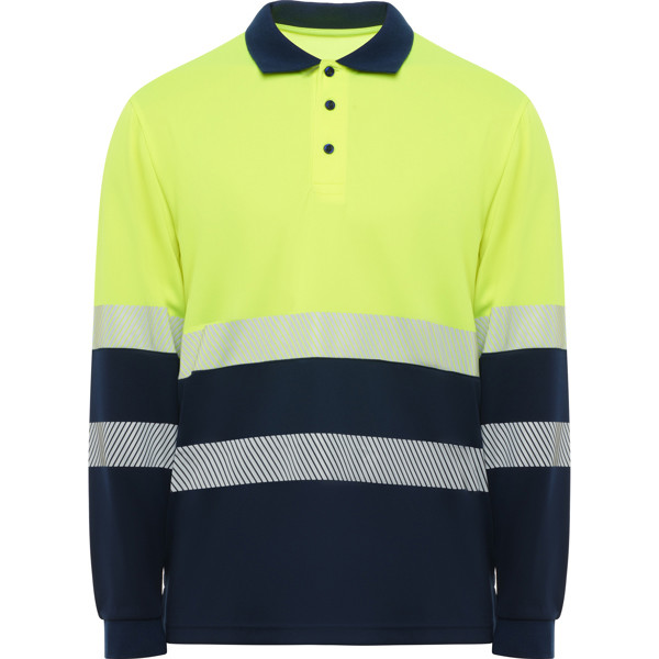 Polo Manga Larga Vega T - Marino/Amarillo Fluor / 3XL