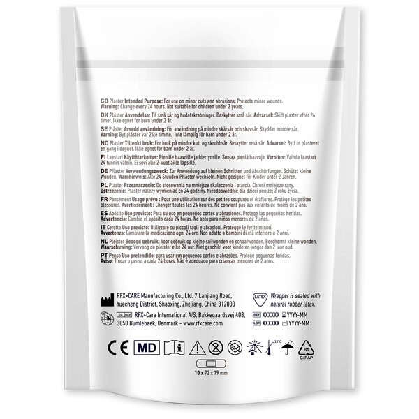 Sada 10 náplastí v papírovém sáčku 150 × 95 mm - Bílá / A