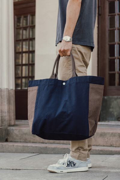 Sac shopping en toile recyclée 400 g/m² BEAU AWARE™ - Bleu Marine