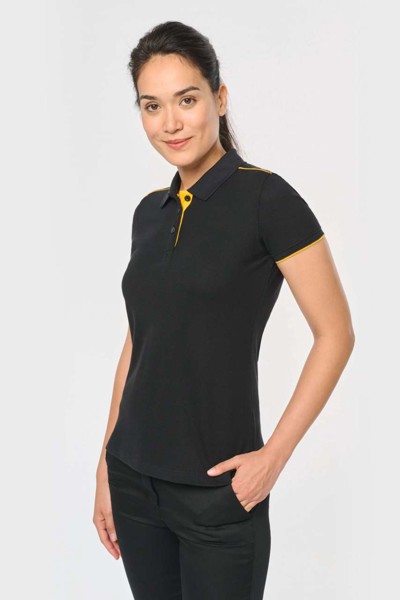 Ladies' Short-Sleeved Contrasting Daytoday Polo Shirt - White / Navy / 2XL
