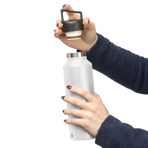 Recycled stainless steel double-walled bottle (600 ml) Mace - White