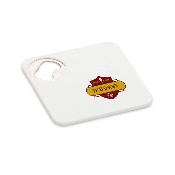FUNFAYE. Coaster with bottle opener - White
