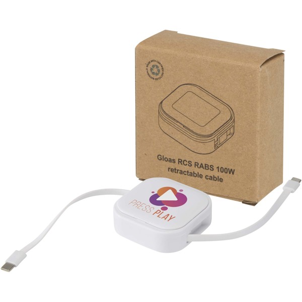 Cable retráctil reciclado 5 en 1 para sincronización de datos y carga rápida de 100 W con kit de herramientas para smartphone - Blanco