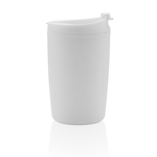 GRS Recycled PP tumbler with flip lid - White