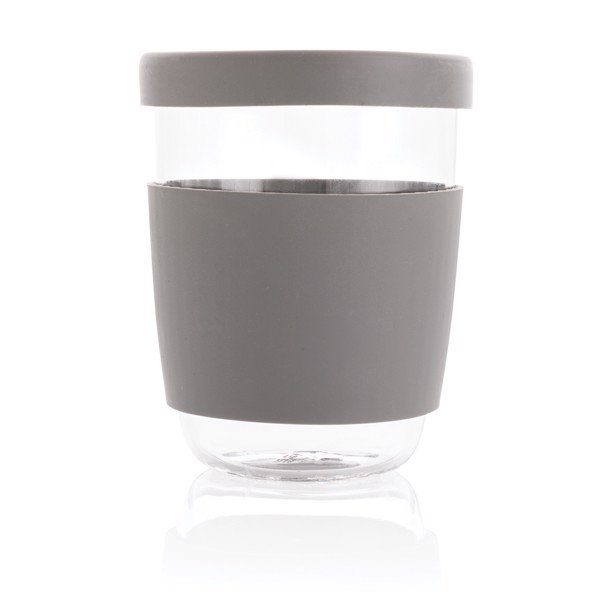 Ukiyo borosilikatni kozarec, silikonski tulec, 360 ml - Siva