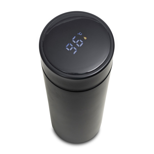 420 ml Falco thermal mug with thermometer - Black