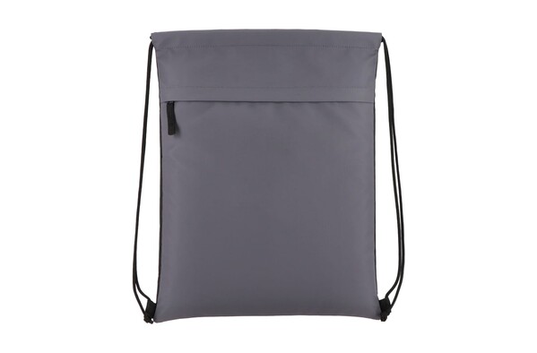Sac à cordon en R-PET 600D enduit PU, dimensions 33 x 42 cm - Gris