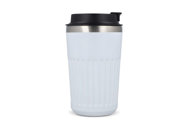 Thermos à café à emporter en acier inoxydable recyclé, 400 ml - Blanc