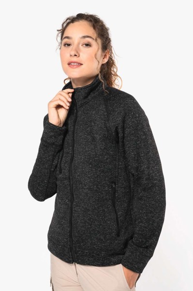 Ladies' Full Zip Heather Jacket - Dark Khaki Melange / L