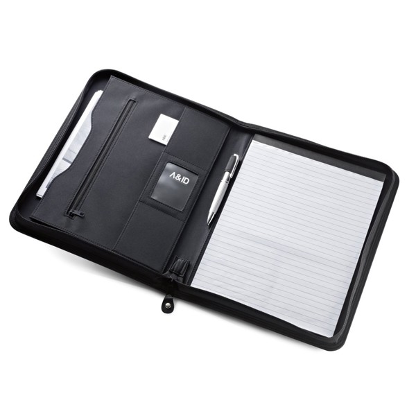PASZO. Porte-documents A4 en PU et microfibre avec bloc de pages lignées