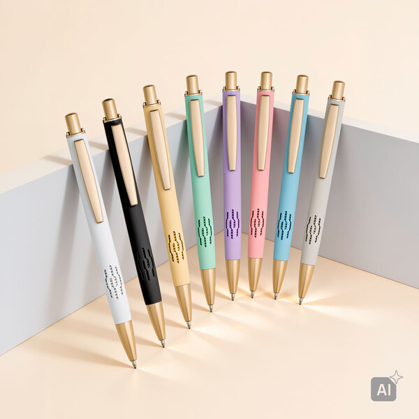 Esferográfica Aurea em alumínio com detalhes em dourado mate Branca