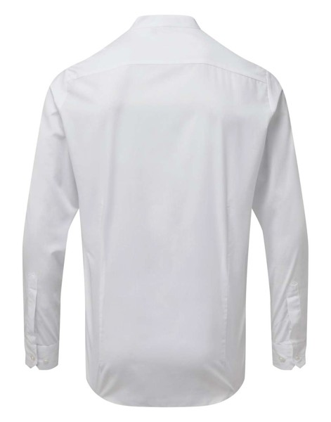 Banded Collar 'Grandad' Long Sleeve Shirt - White / M