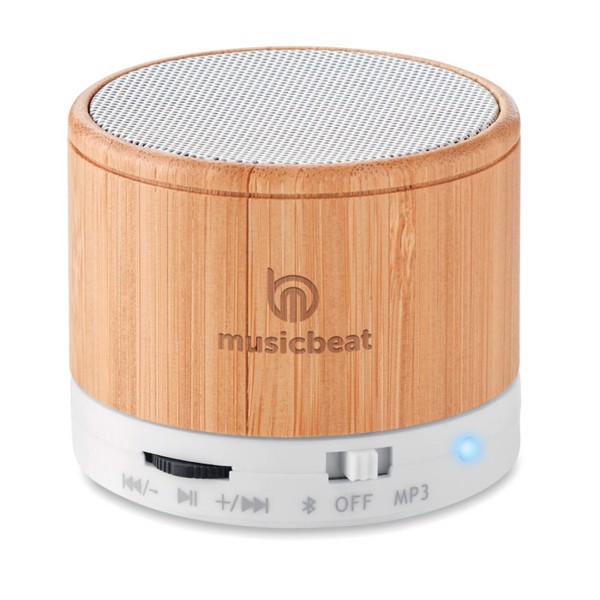 Round Bamboo wireless speaker - White