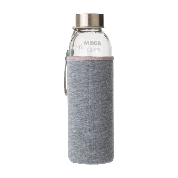 Staklena boca (500 ml) s neoprenskim rukavom Nika - Grey