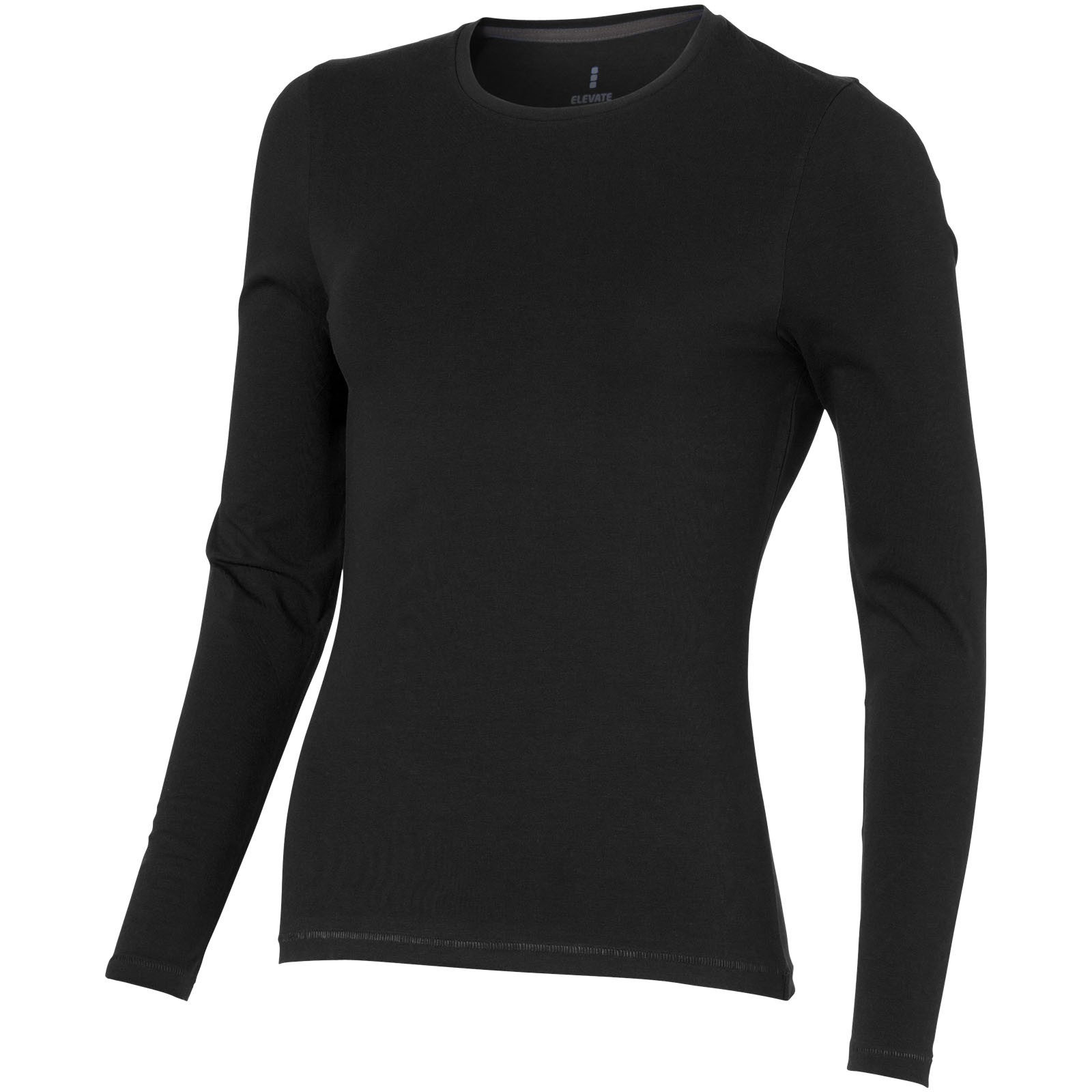 Ponoka long sleeve women's GOTS organic t-shirt - Solid Black / XS