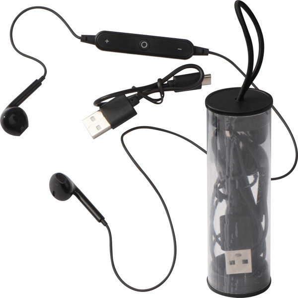 ISAAC Bluetooth fülhallgató műanyag tokban - Black