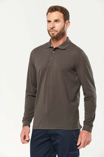 Muška polo majica dugih rukava - Bijela / 4XL