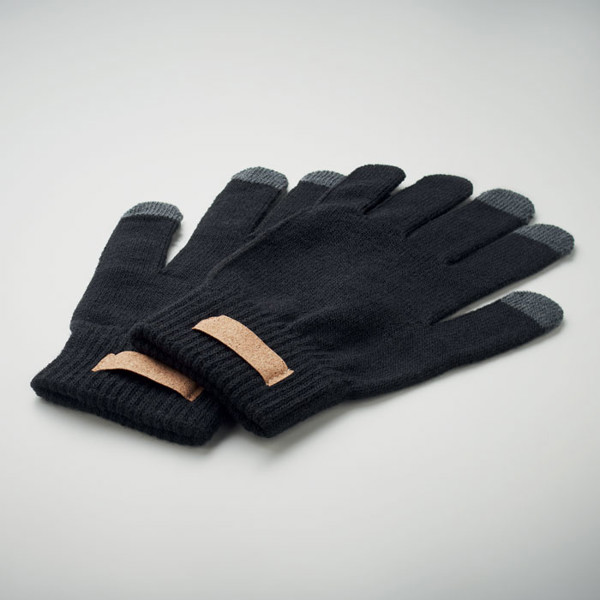 Dactile touch screen gloves RPET,cork label